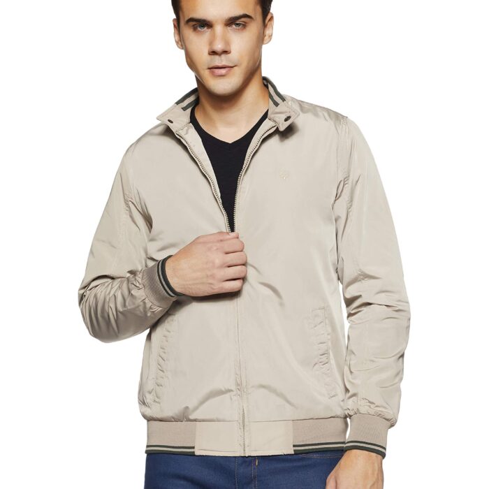 Allen Solly Men's Solid Jacket (ASJKOBOPJ62517_Ecru_S_Grey_S)