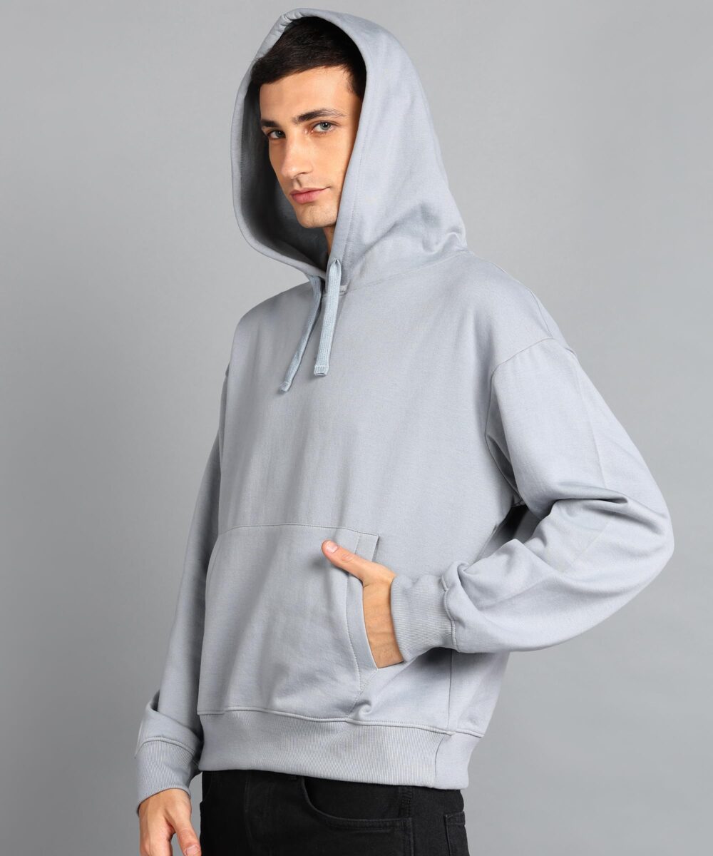 Alan Jones Clothing Men's Cotton Blend Hooded Loose Fit Oversize Hoodie (Grey_Medium) - Image 6