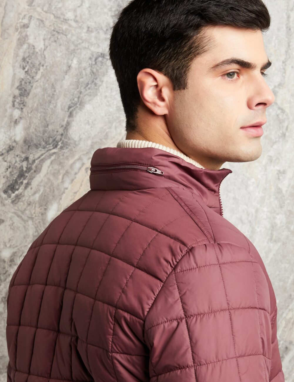 Amazon Brand - Symbol Mens Polyester Standard Length Quilted Jacket (Aw22-Sy-Qb-Jk-01_Wine_Xl) - Image 3