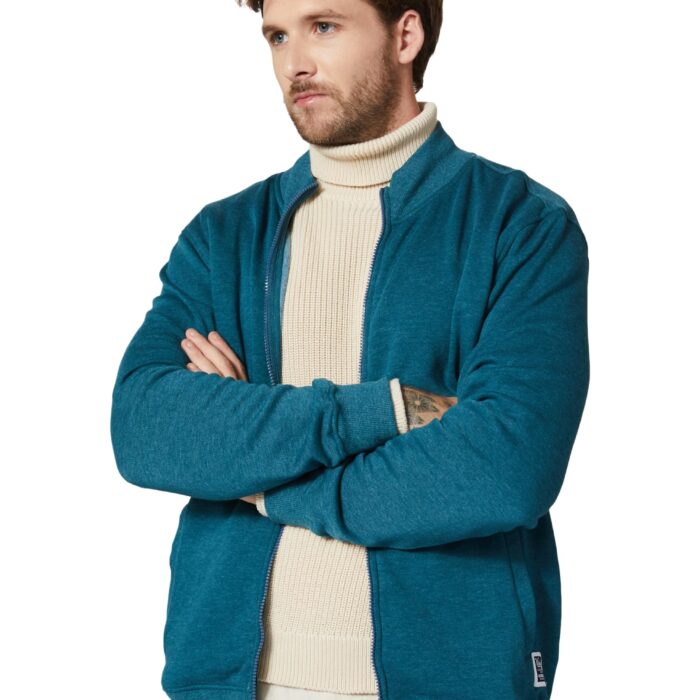 Amazon Brand - Symbol Men's Cotton Blend Banded Collar Sweat shirt (AW18MNSSW03_Fog Teal Mel_M_Fog Teal_M)