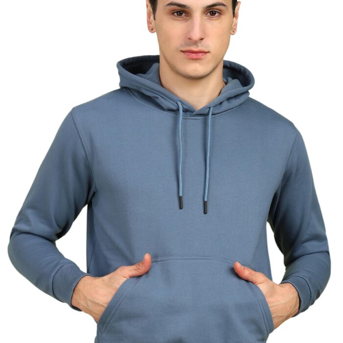 Alan Jones Clothing Men’s Solid Hooded Sweatshirt | Drawstring Hood, Kangaroo Pocket, Ribbed Hem | Regular Fit | Sizes S–5XL | Multiple Colors (Persian Blue_L)