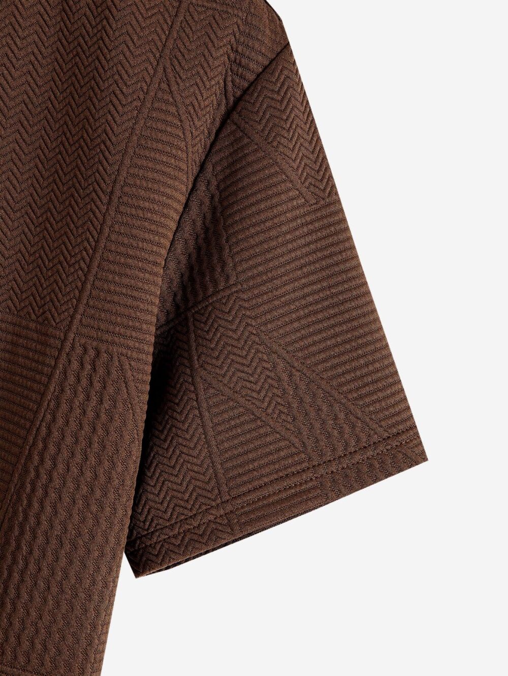 GRECIILOOKS T Shirt for Men Cotton | Textured Oversized Fit Man t-Shirt | Round Neck Half Sleeve Men t-Shirt's Brown - Image 2