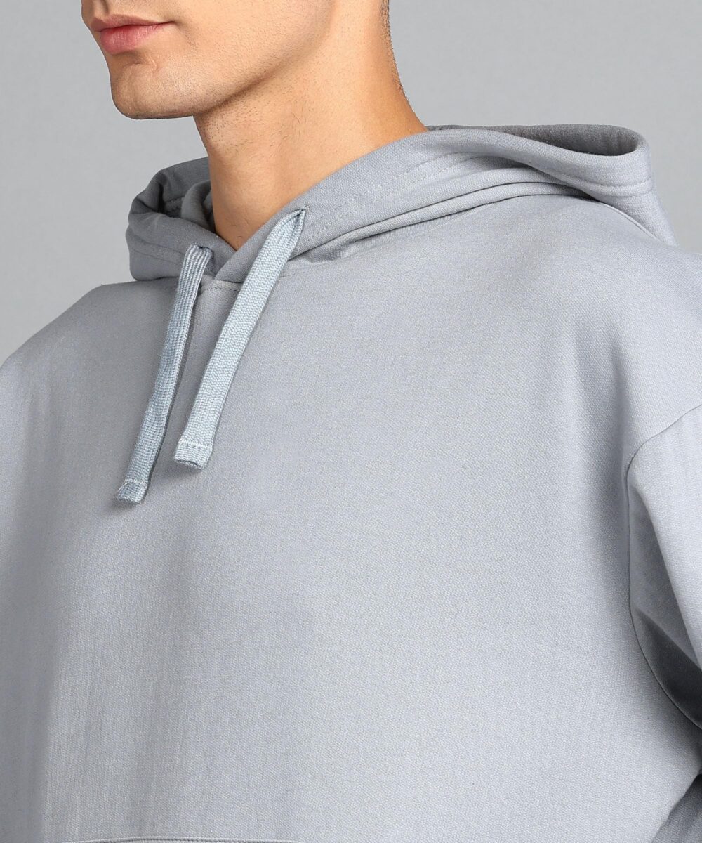 Alan Jones Clothing Men's Cotton Blend Hooded Loose Fit Oversize Hoodie (Grey_Medium) - Image 3