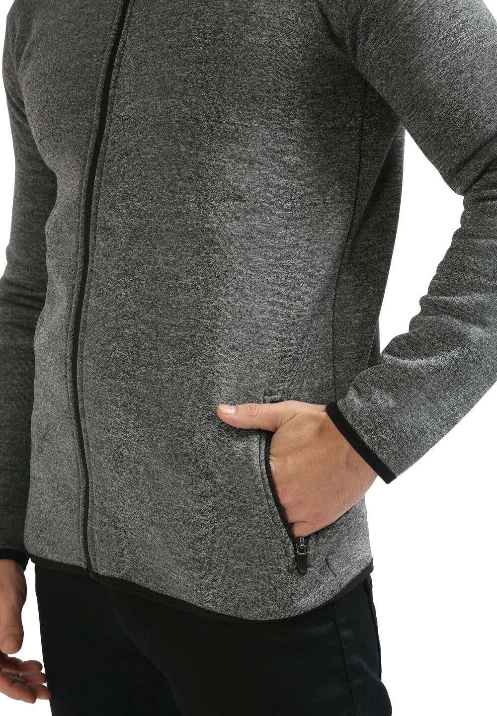 fanideaz Mens Cotton Standard Length Bomber Jackets with Sleeve Pocket_Black Grindle_XXL - Image 3