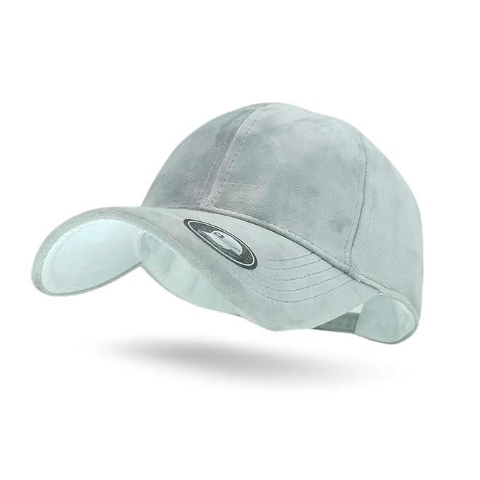 JAMONT Premium Velvet Unique Baseball Cap with Metal Adjuster and Mount, Breathable Cotton Sweat Absorber, Adjustable Strap Cap for Men and Women (in, Alpha, Free Size, Grey)