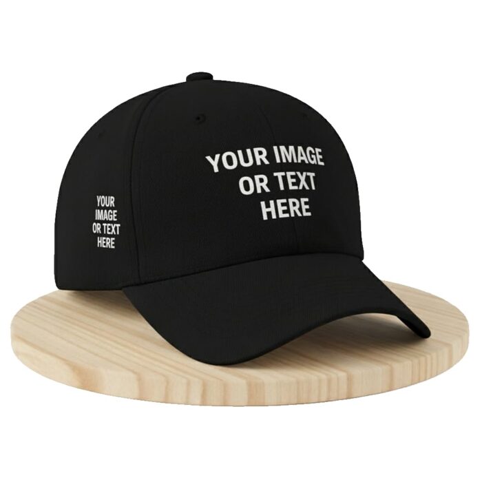 ENCIGER Personalized Gift Cap | Design Your Own Adjustable Cotton Baseball Hat for Men & Women Text, Logo or Artwork for Everyday Casual Wear Free Size Black