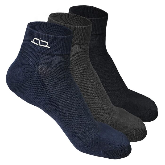 HEELIUM Bamboo Socks For Men | Quarter Length | Odour-Free & Breathable | Padded Base & Anti-Bacterial | 3X Softer Than Cotton Socks, Assorted