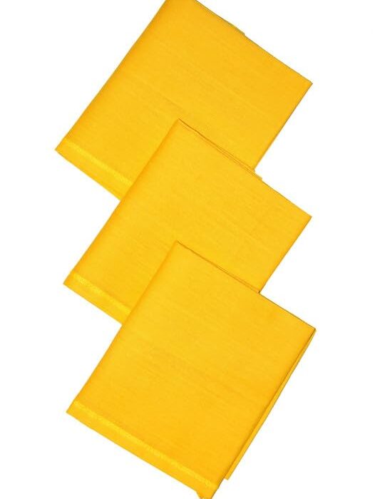KETKAR Cotton Solid Handkerchief for Men and Boys | Super Absorbent & Fashionable Skin Care Hanky Rumal Handkerchiefs 3 Pack Yellow