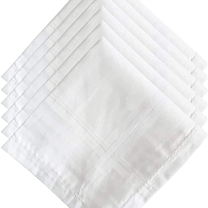 Kuber Industries 100% Cotton Premium Collection Handkerchiefs Hanky for Men, Set of 6 (White), Standard (HS_37_KUBMART020430)