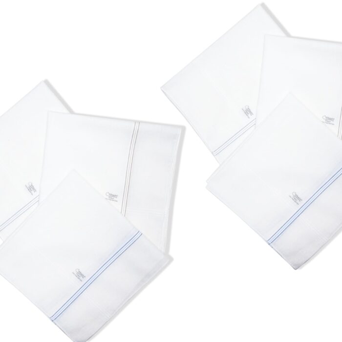 Caruso Italy White Cotton Handkerchiefs for Men | Classic Design, Soft & Durable | Pack of 6, 44x44 cm