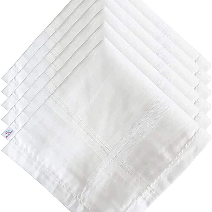 Heart Home 100% Cotton Premium Collection Handkerchiefs Hanky for Men, Set of 6 (White), Standard (HS_37_HEARTH020430)