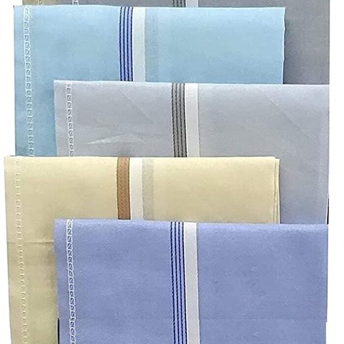 INARA Creation Men's Cotton Handkerchief With Colour Border (Multicolour, Free Size) (6)