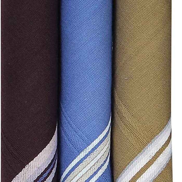 Heart Home 100% Cotton Premium Collection Handkerchiefs Hanky for Men, Set of 3 (Dark Color) (Model: HS_37_HEARTH020412)